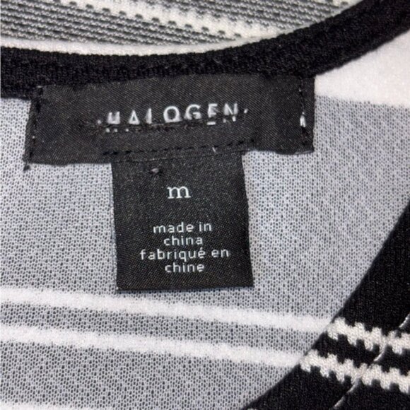 Halogen Women’s Medium Black White Striped Sleeveless Dress Back Zipper Classic - Picture 2 of 10